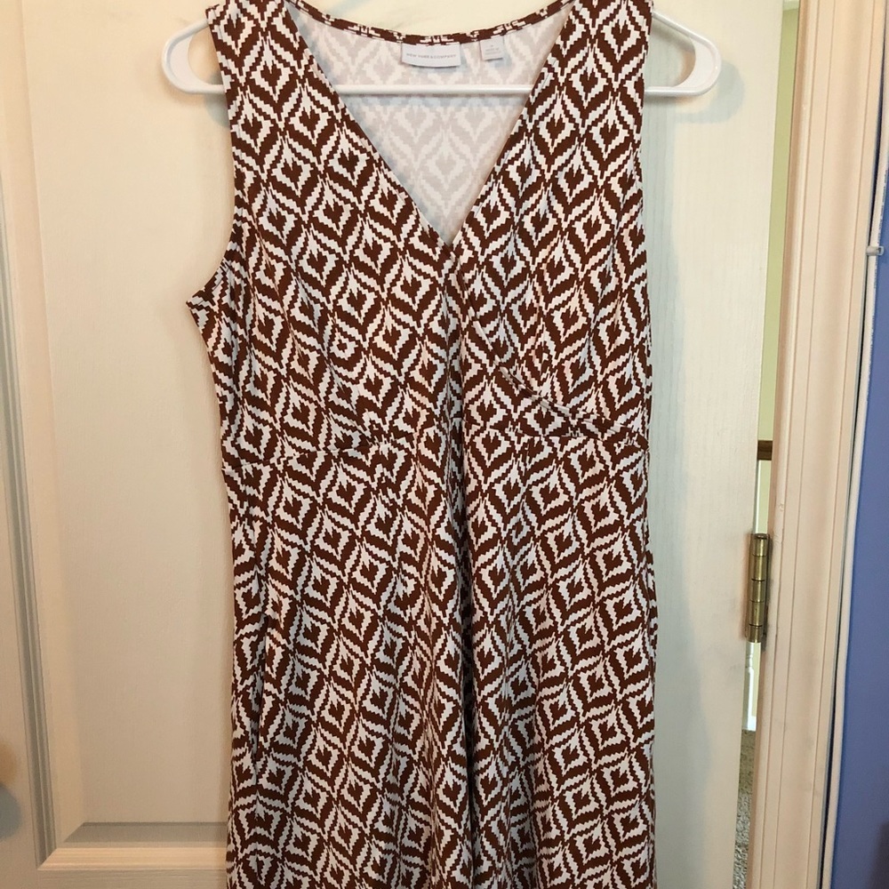 Brown and White Aztec design dress